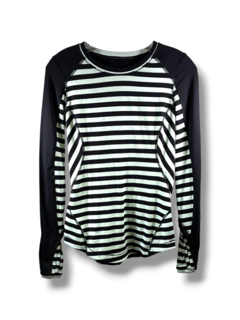Lululemon Run:Reflect Long Sleeve in Sea Stripe Mint Moment Black Size 6
